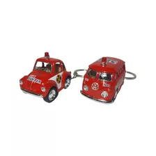 Miniatura Chaveiro Kombi + Fusca Bombeiros 1/64