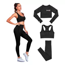 Conjunto Deportivo Dama X3 Piezas Calza Top Yoga Gym El Rey