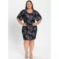 Vestido Midi Moda Evangélica Floral Plus Size 46/48/50/52/54