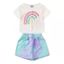 Conjunto Verão Infantil Feminino Arco-íris Cropped