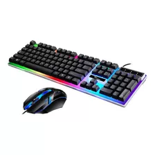 Set Teclado Y Mouse Gamer Rgb Multicolor Color Del Teclado Negro Rgb