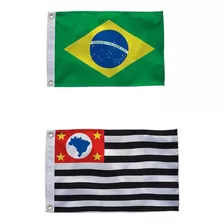 Kit Bandeira São Paulo + Bandeira Do Brasil (90x150cm)