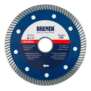 Disco De Corte Diamantado Bremen Trf 115mm 4-½ Porcelanato Cod. 6735 Dgm Azul