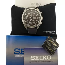 Reloj Seiko Snn241 Cronometro Pulso En Cuero Hombre