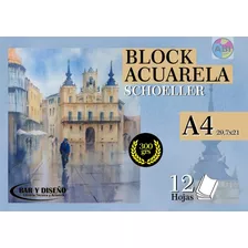 Block Papel Acuarela 300gr A4 (21x29.7)schollershammer