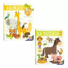 Kit 2 Livros Infantil Interativo Nome Dos Animais Fazenda Habilidade De Fala Bebê Livros