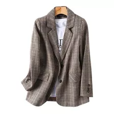 Blazer De Mujer De Estilo Británico Con Patrón De Cuadros