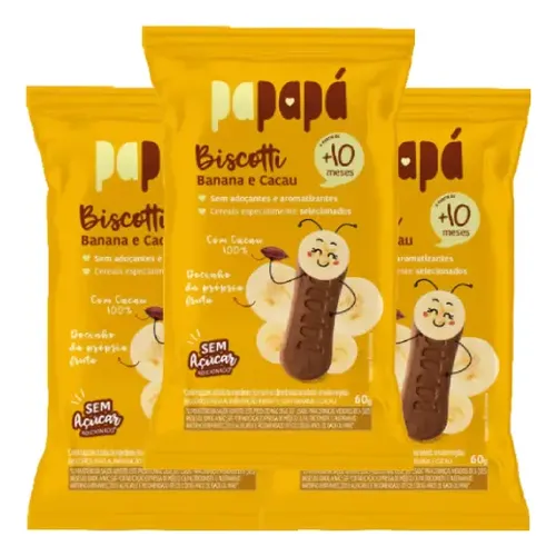 Biscoito Infantil Papapá Zero Açúcar Banana E Cacau 3un Banana E Cacau