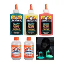 Elmers Kit Slime Glow In The Dark X3 Colores + 2x Activador 