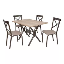 Conjunto Mesa Paris Tampo Bp Carvalho Tb Bronze - Ciplafe Bg Cor Da Tampa Carvalho Montreal