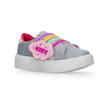 Tenis Gosh Con Glitter Plateado Con Velcro Para Niña