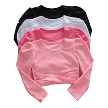 Roupa Infantil Blusa Cropped Meia Estação Recorte Lançamento