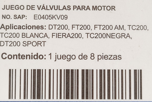 Kit De Vlvulas Italika Dt200 Fiera200 Ft200 Tc200 E0405kv09 Foto 4