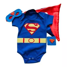 Body Super Homem Bebê Superman Capa Máscara Mesversário