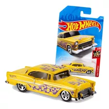 Carrinho Hotwheels 55 Chevy Belair Amarelo Hw Flames