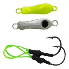 Micro Jig Cíclope 10 Gramas C/ 2 Suporte Hook - Pampo Robalo