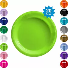 Plato De Plástico Grande Desechable Amscan Colores Verde Kiwi