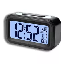 Relógio Digital Despertador Mesa Cabeceira Quarto Idoso Cor Preto
