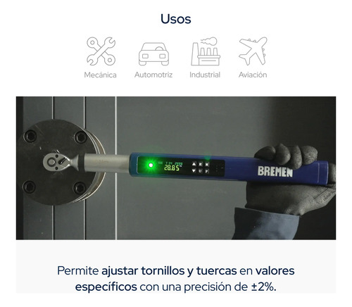 Torquimetro Digital Bremen 1/4 1.5-30nm 3kg Certificado 8499 Azul