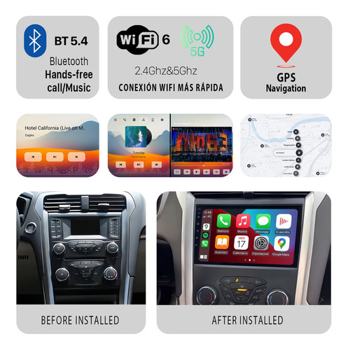 Radio Para Ford Fusion 2014-2019 Carplay Wireless Foto 3