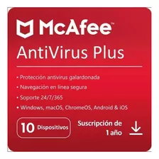 Mcafee Antivirus Plus 2024 - 10 Dispositivos - 1 Año 