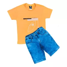 Kit Bermuda Infantil 10 Ao 14 + Camiseta Menino Promoção