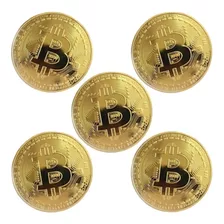 Set 5 Monedas Bitcoins Conmemorativa Doradas Coleccionables