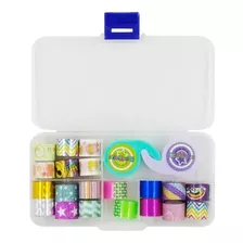 20 Washi Tape + Box Organizador + 2 Suportes Com Cortador