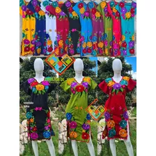 Vestidos Elegantes/artesanales Bordados De Flores -mexicanos