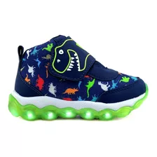 Tênis Infantil Masculino Dinossauro Luz Led Cano Alto Cb350