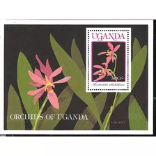 #8217 Uganda 1990 Flora Flores Orquideas Hoja Yv Bl106 Mnh