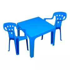 Mesinha Com Cadeiras Kids Resistente Para Crianças Azul Mor
