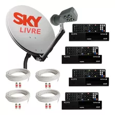 Sky Livre Nova Parabólica Com 04 Pontos De Tv Em Full Hd