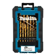 Jogo De Brocas Makita Aço Rápido Hss Titânio 19pc D-72229