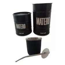 Juego De Mate Acero Térmico+ Lata Yerbera Y Azucarera Matero