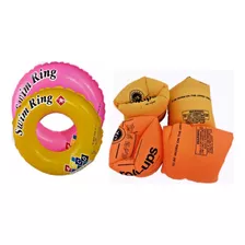 2 Rueda Salvavidas Infantil+2 Flotador Inflable Brazo Flotis