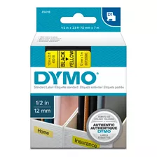 Cinta D1 Dymo Negro / Amarillo - 12mm X 7mt