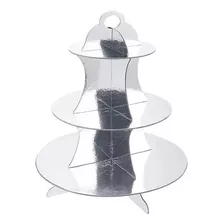 Torre Base Para Cupcakes Postres 3 Niveles Metalizada