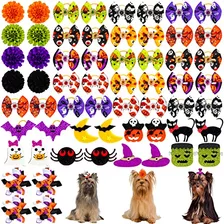 Paquete De 60 Lazos De Pelo De Halloween Perros Gomas P...