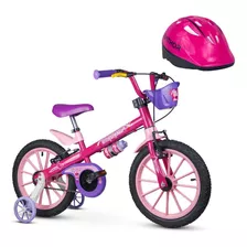 Bicicleta Infantil Aro 16 Top Girls E Capacete Rosa - Nathor