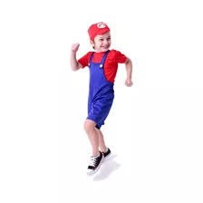 Fantasia Super Mario Bros Infantil Com Chapéu Vermelho 