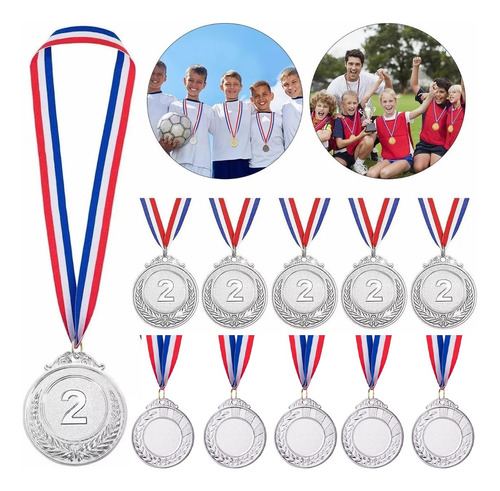 10 Piezas Medallas Metalica De Oro/plata/bronce Con Lanyard