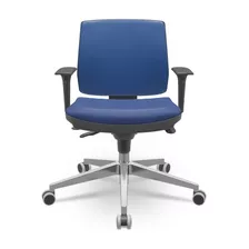 Cadeira Executiva Brizza Soft Slider Aluminio Vinil Azul