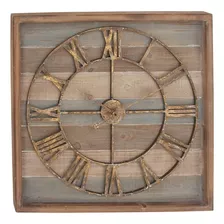Deco 79 Reloj De Pared Cuadrado De Metal, 30 X 2 X 30, Marró