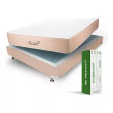 Colchon Con Box Bio Mattress Matrimonial Roma Memory Foam Color Beige