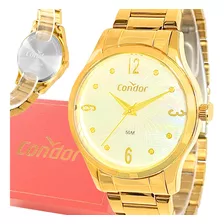 Relógio Feminino Condor Original Dourado 1 Ano De Garantia