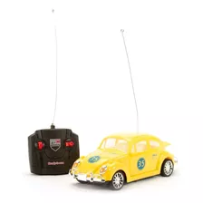 Carrinho De Controle Remoto Fusca Classico Brinquedo Com Luz Cor Amarelo