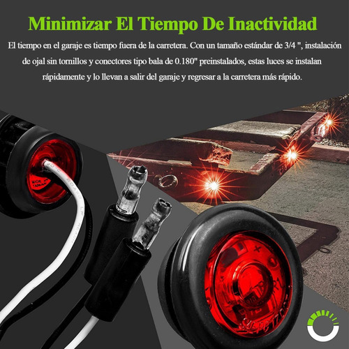 Redonda Camin Lateral Led Luz Indicadora Rojo 10pcs 12v Foto 2