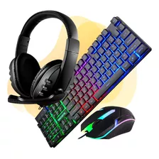 Kit Gamer Teclado Mouse Fone Headset Profissional Rgb