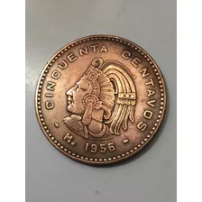 Moeda Antiga Do México 50 Centavos 1956 Rf 306